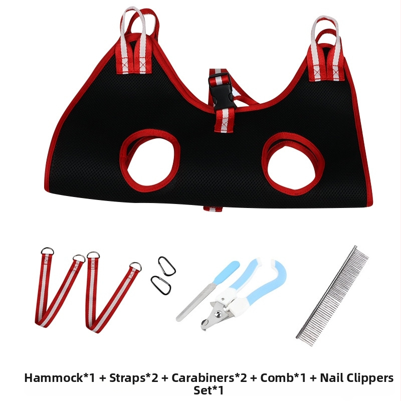 Hamac pentru tunderea unghiilor pentru pisici și câini, pentru frumusețea animalelor de companie, pentru pisici și câini de dimensiuni mici și mijlocii, fix, agățat, geantă auxiliară de spălat pisici