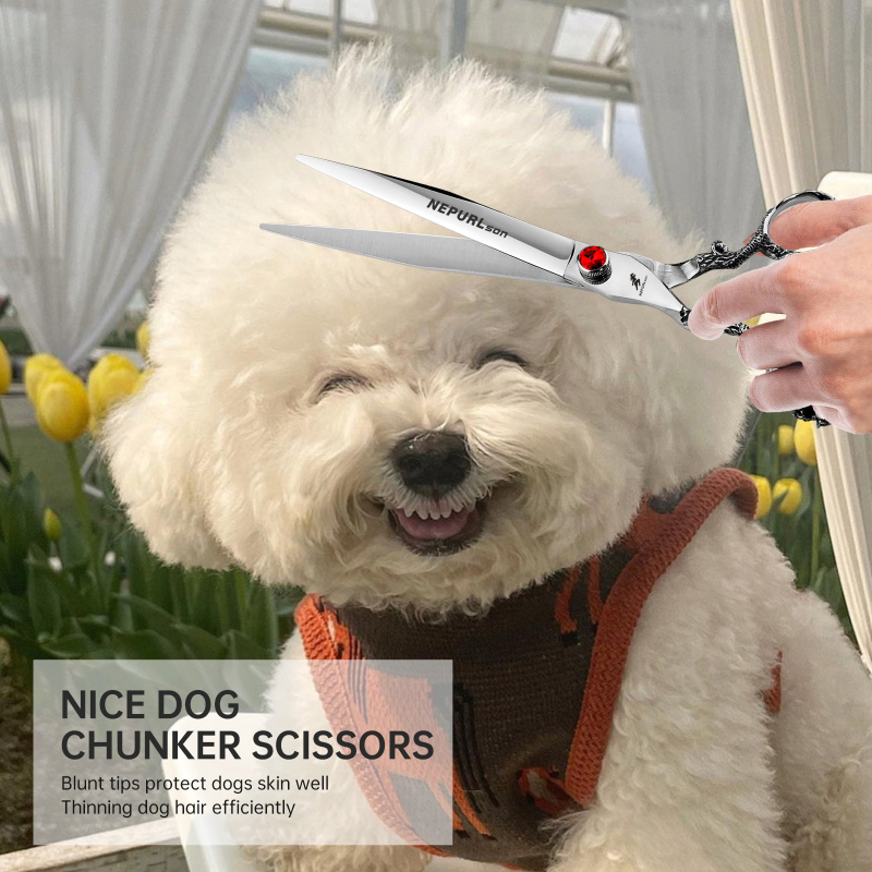 8,0-инчови ножици за красота на домашни любимци с драконова дръжка, висококачествени ножици за красота на домашни любимци, плоски ножици, прави ножици за красота на домашни любимци