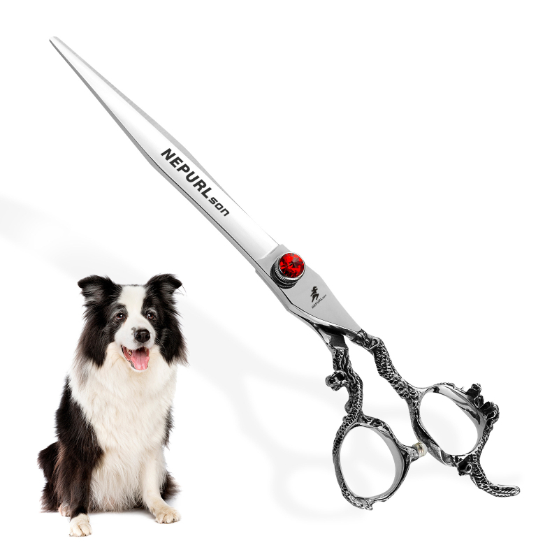 8,0-инчови ножици за красота на домашни любимци с драконова дръжка, висококачествени ножици за красота на домашни любимци, плоски ножици, прави ножици за красота на домашни любимци