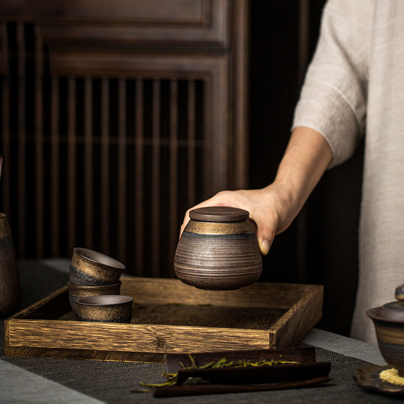 Keraminės mažos arbatos skardinės, drėgmei atsparios, nešiojamos, sandarios skardinės, akmens masės laikymo skardinės, buitinės arbatos dėžutės arbatos dėžutė