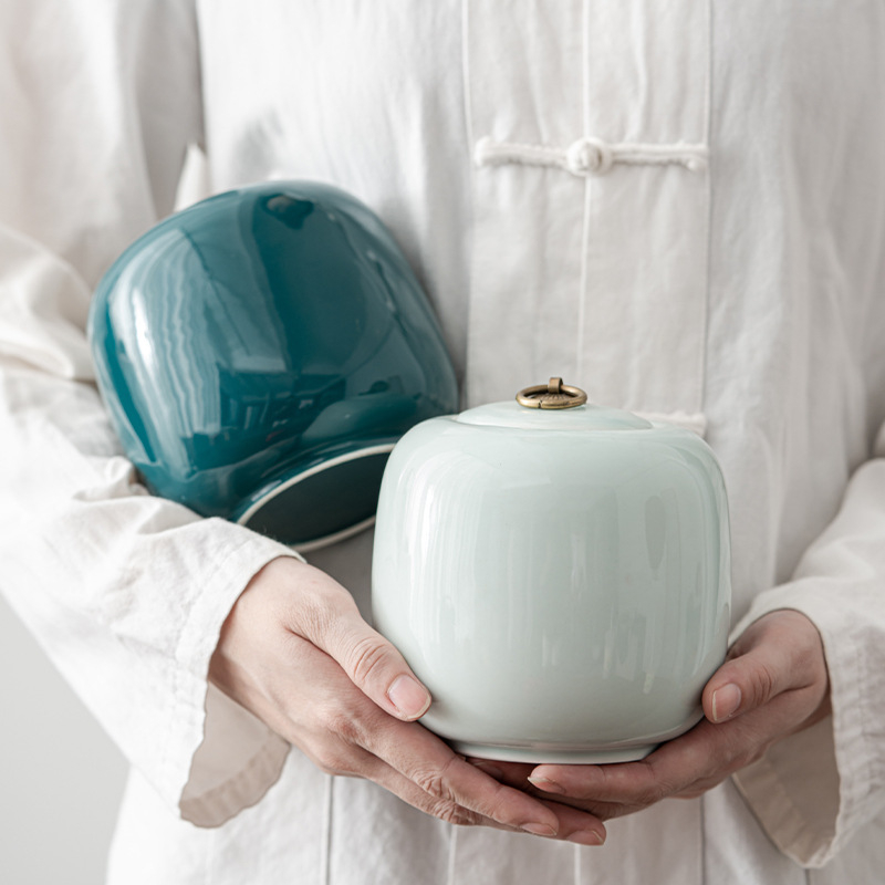 Celadon teepurgid keraamilised suured pooljin musta tee rohelise tee universaalsed suletud purgid teepakend kinkekarp logo kinkekaart