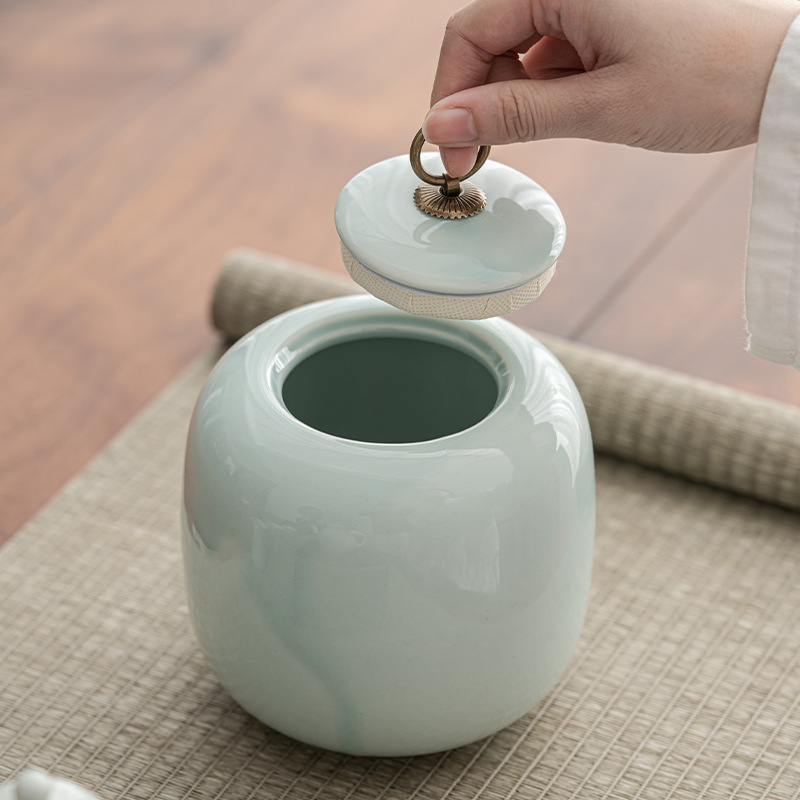 Celadon teepurgid keraamilised suured pooljin musta tee rohelise tee universaalsed suletud purgid teepakend kinkekarp logo kinkekaart