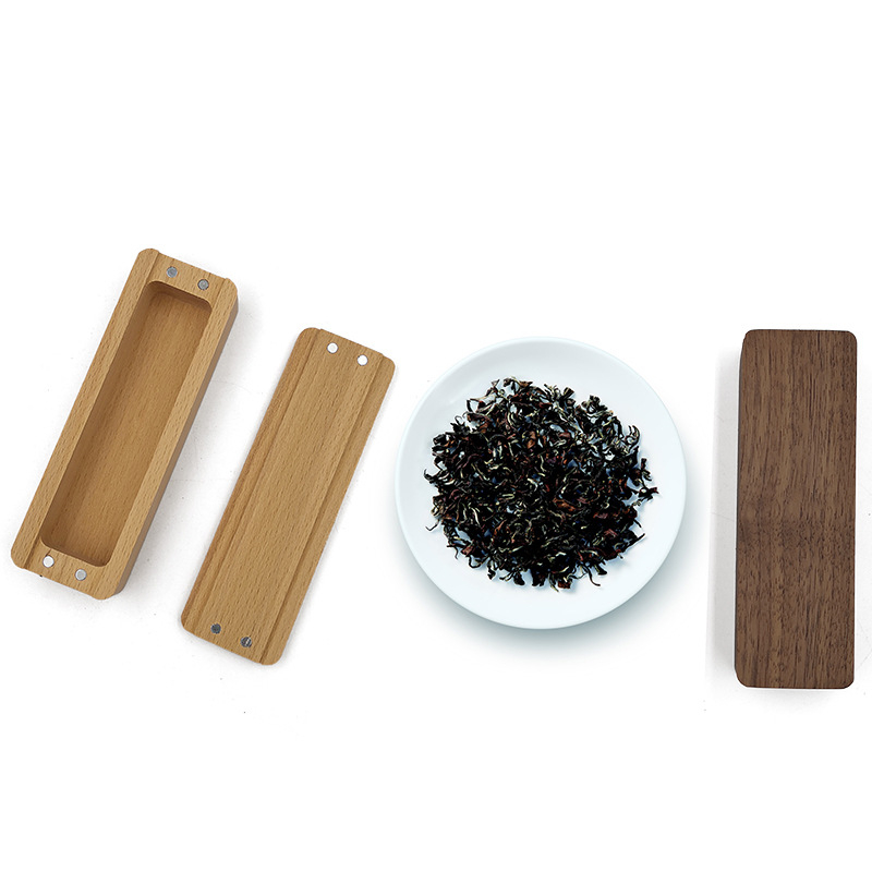 Kelioninė nešiojama mažo dydžio arbatos dėžutė, nešiojama medžio masyvo riešutmedžio arbatos laikymo dėžutė, medinė sandari arbatos dėžutė, pritaikyta