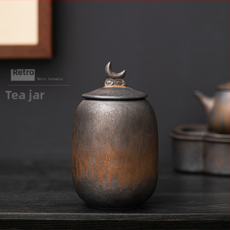 Paauksuota sena arbatos skardinė, kiniškos akmens masės indelis, sandari laikymo skardinė, retro keraminė skardinė, maža arbatos skardinė, antikvarinė pu`er arbatos sandėlis