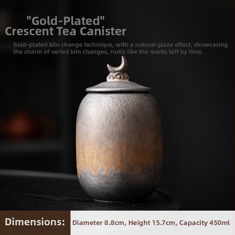Paauksuota sena arbatos skardinė, kiniškos akmens masės indelis, sandari laikymo skardinė, retro keraminė skardinė, maža arbatos skardinė, antikvarinė pu`er arbatos sandėlis