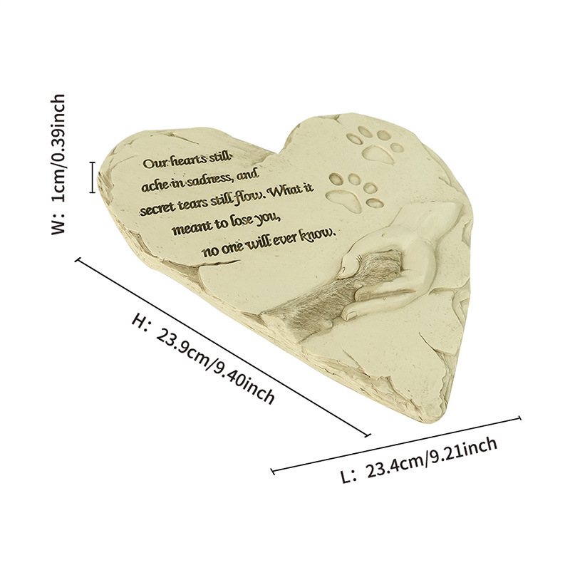 Tarpvalstybinis personalizuotas kūrybingas širdies formos šuniuko atminimo augintinio antkapio dervos amatų lauko dekoravimo gamyklos tiekimas