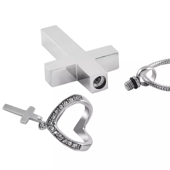 Διασυνοριακό κολιέ με σταυρό από ανοξείδωτο ατσάλι, ευρωπαϊκής και αμερικανικής κατασκευής, που μπορεί να ανοιχτεί για να χωρέσει στάχτες κατοικίδιων ζώων, σε στυλ Ins