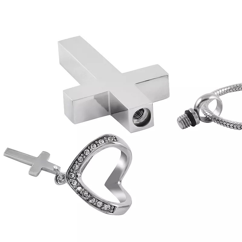 Colier cu pandantiv din oțel inoxidabil, european și american transfrontalier, care poate fi deschis pentru a păstra cenușa animalelor de companie, stil Ins