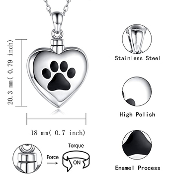 „Amazon“ populiarūs letenėlės atspaudo suvenyriniai papuošalai, širdies formos atviras atminimo naminis katinas, šuo, laužo karstas, pakabukas, karoliai