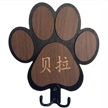 Medinis šuns pavadėlio kaulo formos daiktadėžės stovas, drabužių spintos antkaklio kabliukas, masyvios medienos letenos atspaudo sieninis kabliukas, animacinių filmukų šuns virvės stovas