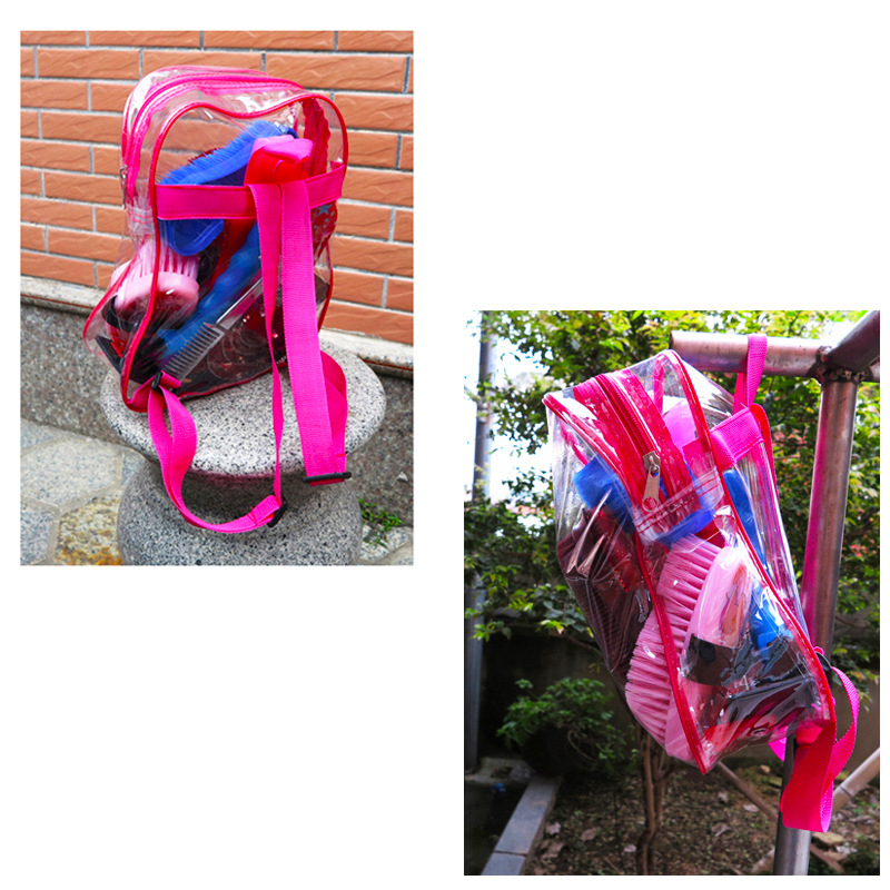 Dešimties dalių arklių valymo reikmenų rinkinys, arklių šukos, arklių šepetys, arklių kambario reikmenys, kostiumas, specialus maišelis, pakuotė