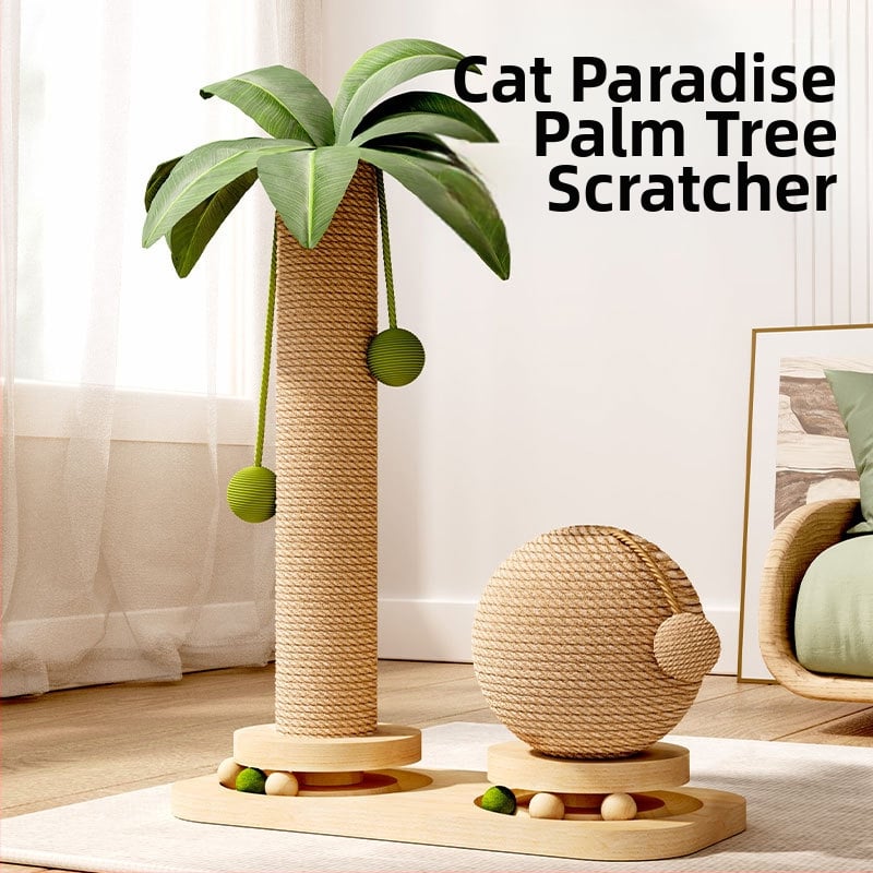 Въртяща се поставка за котки от масивно дърво от кокосово дърво Колона за драскане на котки Забавна котешка пръчка Дъска за драскане на котки Издръжлива играчка за котки от сизал Стойка за катерене на котки Трансгранична