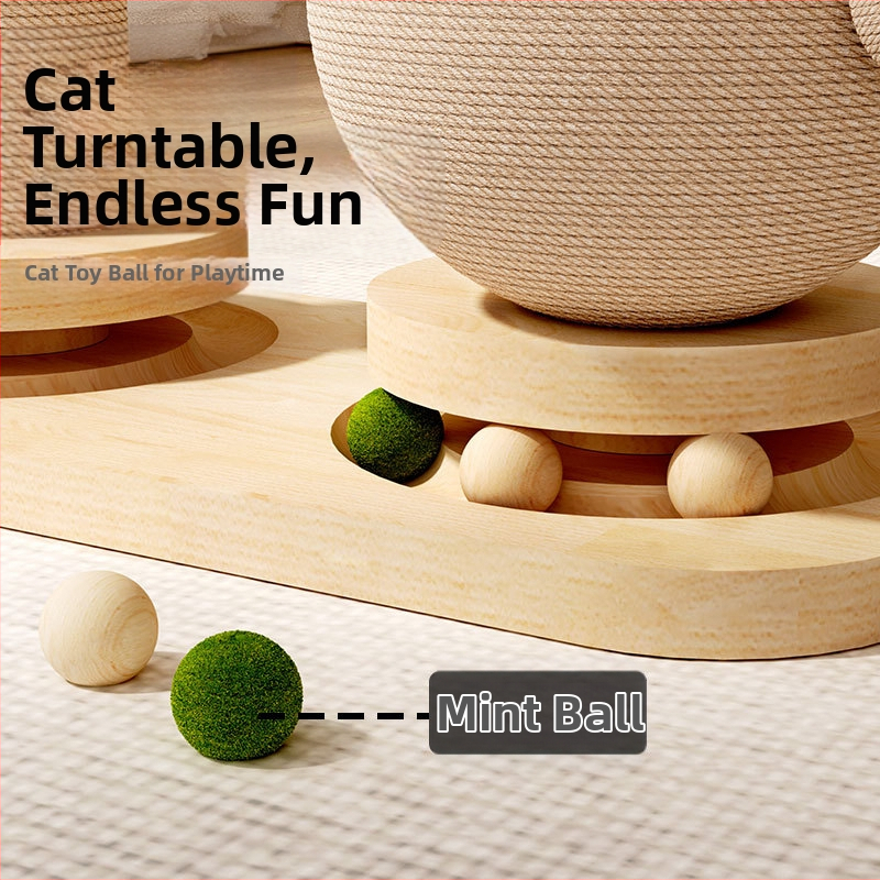 Въртяща се поставка за котки от масивно дърво от кокосово дърво Колона за драскане на котки Забавна котешка пръчка Дъска за драскане на котки Издръжлива играчка за котки от сизал Стойка за катерене на котки Трансгранична