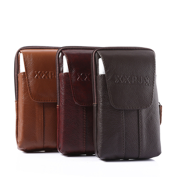 Vīriešu daudzfunkcionāla monētu atslēgu soma, pusmūža un vecāka gadagājuma cilvēku monētu maks, īstas ādas josta āra lietošanai, mobilā tālruņa jostas soma vairumtirdzniecībā