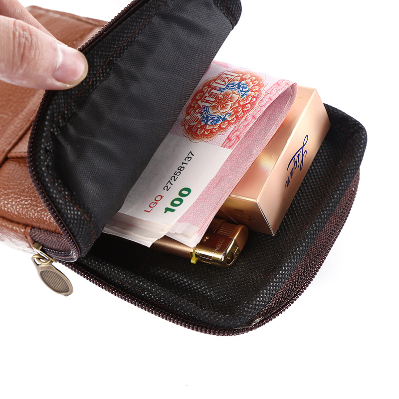 Vīriešu daudzfunkcionāla monētu atslēgu soma, pusmūža un vecāka gadagājuma cilvēku monētu maks, īstas ādas josta āra lietošanai, mobilā tālruņa jostas soma vairumtirdzniecībā