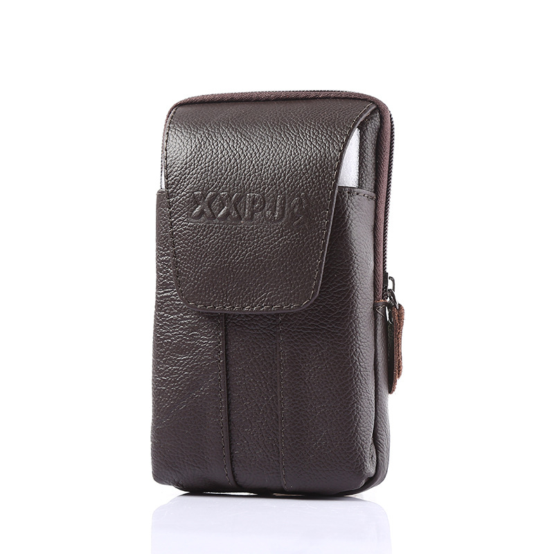 Vīriešu daudzfunkcionāla monētu atslēgu soma, pusmūža un vecāka gadagājuma cilvēku monētu maks, īstas ādas josta āra lietošanai, mobilā tālruņa jostas soma vairumtirdzniecībā