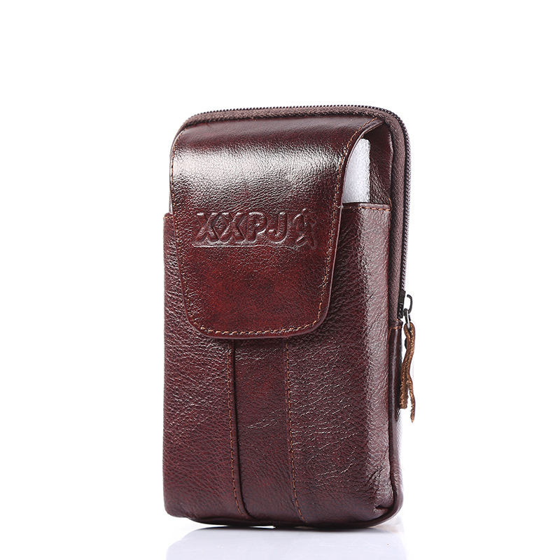 Vīriešu daudzfunkcionāla monētu atslēgu soma, pusmūža un vecāka gadagājuma cilvēku monētu maks, īstas ādas josta āra lietošanai, mobilā tālruņa jostas soma vairumtirdzniecībā