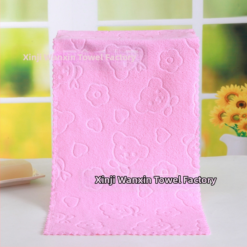 Търговия на едро 30*70 релефна меча глава цветна кърпа за един долар мека абсорбираща кърпа за пране с мъх