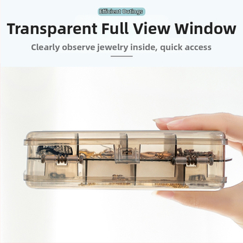 Viegla, grezna, divslāņu, sadalīta rotaslietu kastīte, caurspīdīga auskaru rotaslietu uzglabāšanas kastīte, ērta divpusēja mini uzglabāšanas kastīte ar 10 režģiem