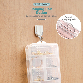 Viegla, grezna, divslāņu, sadalīta rotaslietu kastīte, caurspīdīga auskaru rotaslietu uzglabāšanas kastīte, ērta divpusēja mini uzglabāšanas kastīte ar 10 režģiem