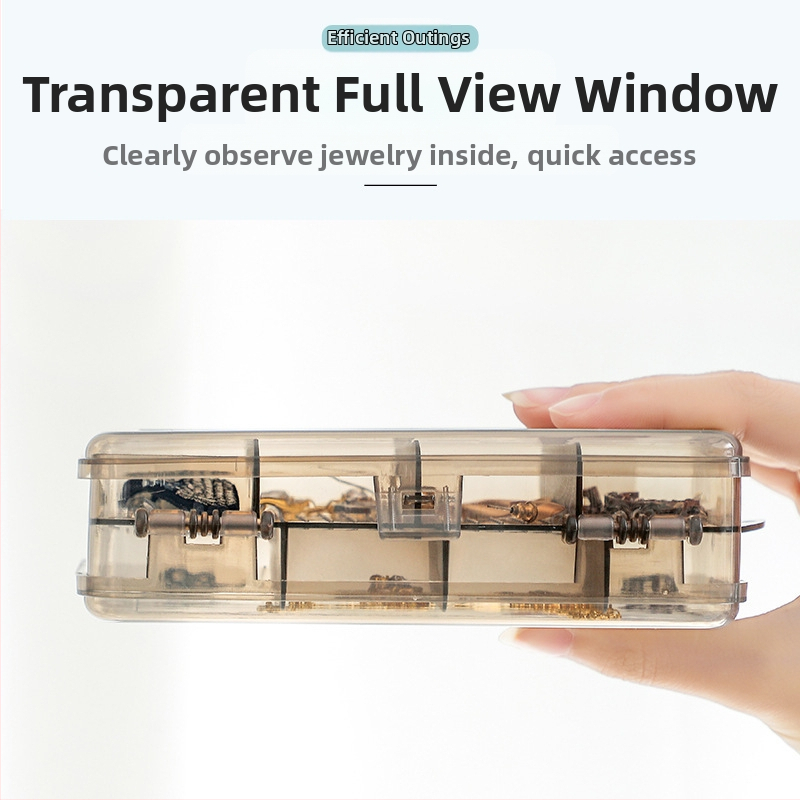 Ľahká luxusná dvojvrstvová delená šperkovnica, priehľadná úložná krabička na náušnice a šperkovnice, praktická obojstranná mini úložná krabička s 10 mriežkami
