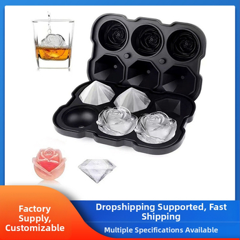 Gamykloje karštas išpardavimas 6 net deimantiniai rožiniai ledo kubeliai maistiniam silikoniniam rožiniam deimantiniam viskio ledo kubeliui ledo formelėms