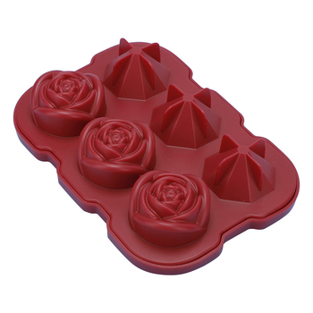 Gamykloje karštas išpardavimas 6 net deimantiniai rožiniai ledo kubeliai maistiniam silikoniniam rožiniam deimantiniam viskio ledo kubeliui ledo formelėms