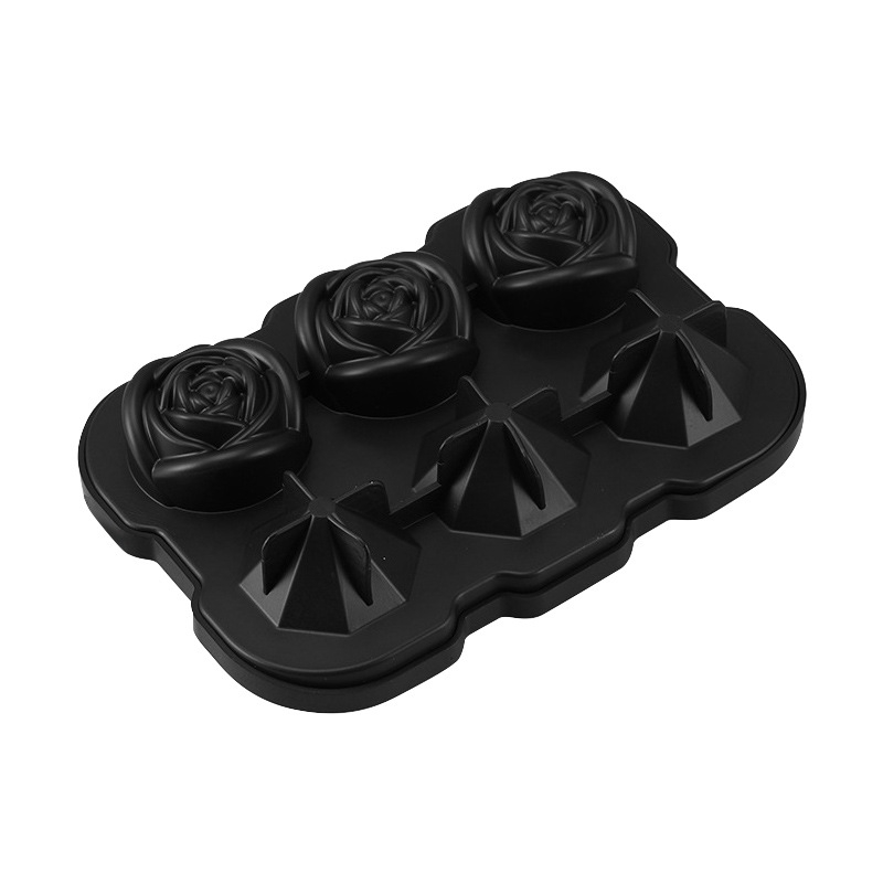 Gamykloje karštas išpardavimas 6 net deimantiniai rožiniai ledo kubeliai maistiniam silikoniniam rožiniam deimantiniam viskio ledo kubeliui ledo formelėms