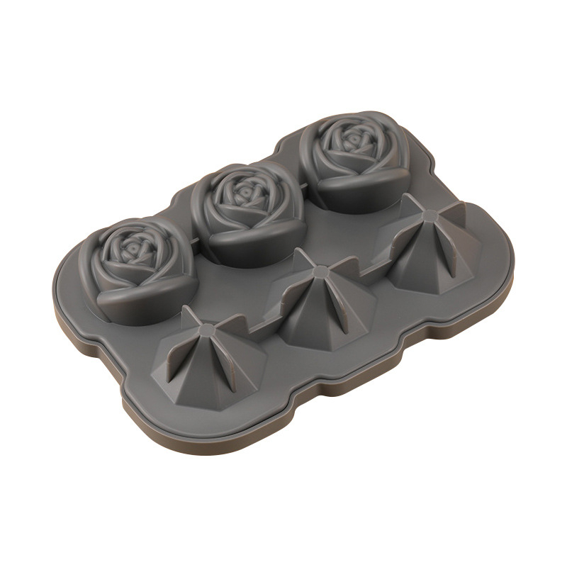 Gamykloje karštas išpardavimas 6 net deimantiniai rožiniai ledo kubeliai maistiniam silikoniniam rožiniam deimantiniam viskio ledo kubeliui ledo formelėms