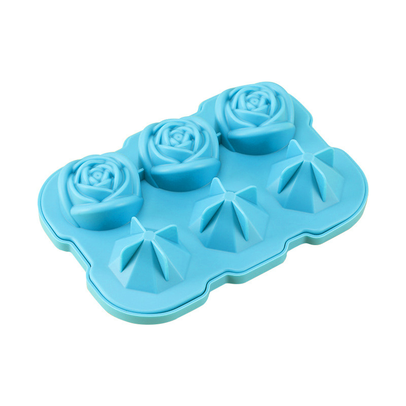 Gamykloje karštas išpardavimas 6 net deimantiniai rožiniai ledo kubeliai maistiniam silikoniniam rožiniam deimantiniam viskio ledo kubeliui ledo formelėms