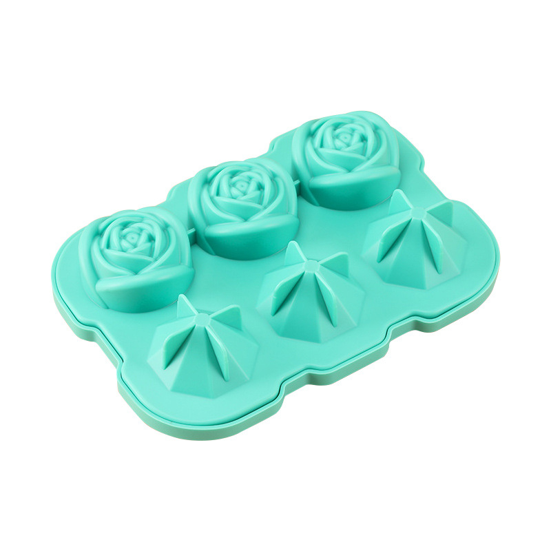 Gamykloje karštas išpardavimas 6 net deimantiniai rožiniai ledo kubeliai maistiniam silikoniniam rožiniam deimantiniam viskio ledo kubeliui ledo formelėms