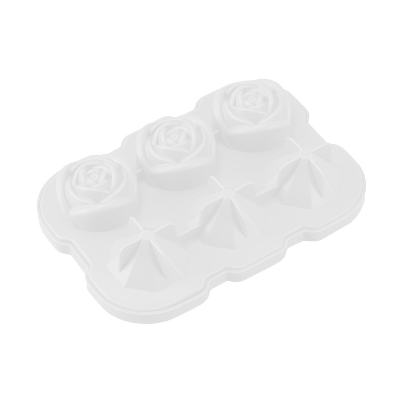 Gamykloje karštas išpardavimas 6 net deimantiniai rožiniai ledo kubeliai maistiniam silikoniniam rožiniam deimantiniam viskio ledo kubeliui ledo formelėms