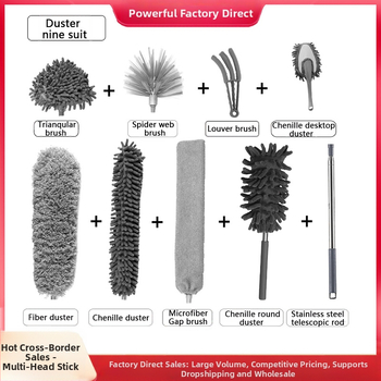 Hulgimüük majapidamises kasutatav elektrostaatiline tolmuhari roostevabast terasest teleskooppainutuskiust puhastuslapp tolmu pühkimise artefakt