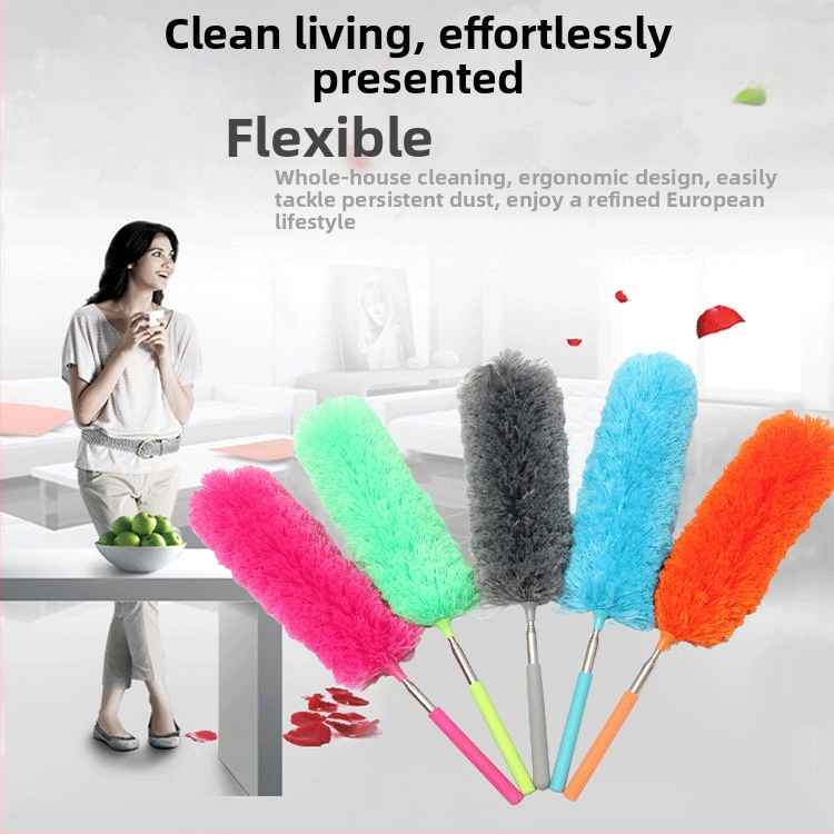 Hulgimüük majapidamises kasutatav elektrostaatiline tolmuhari roostevabast terasest teleskooppainutuskiust puhastuslapp tolmu pühkimise artefakt