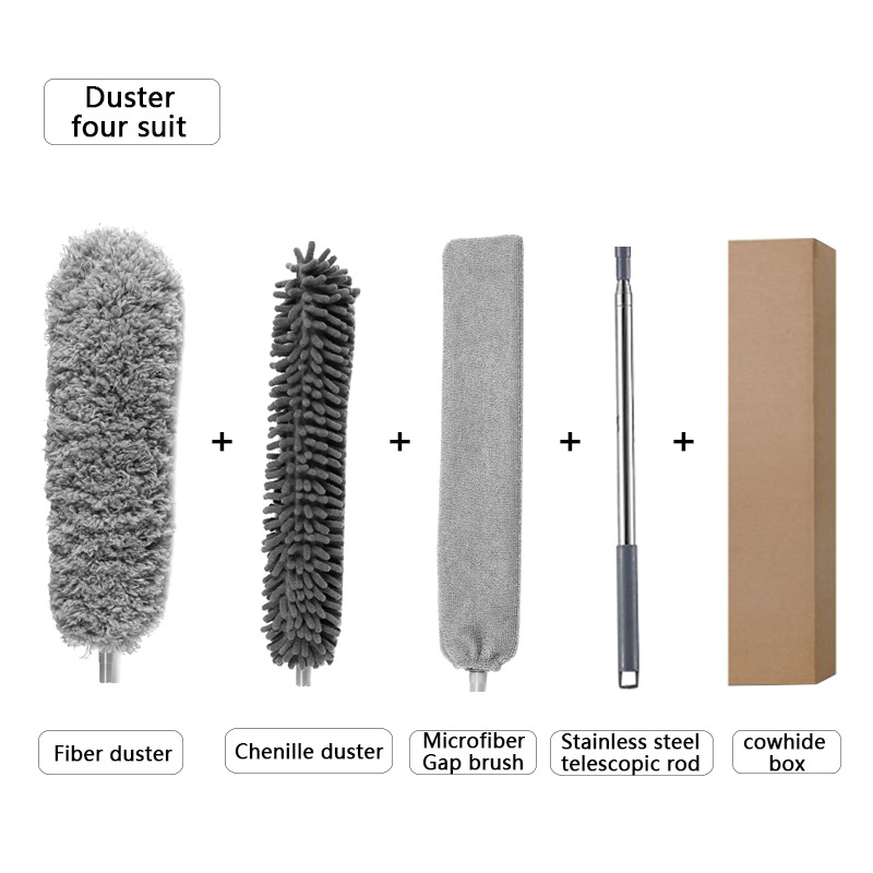 Hulgimüük majapidamises kasutatav elektrostaatiline tolmuhari roostevabast terasest teleskooppainutuskiust puhastuslapp tolmu pühkimise artefakt