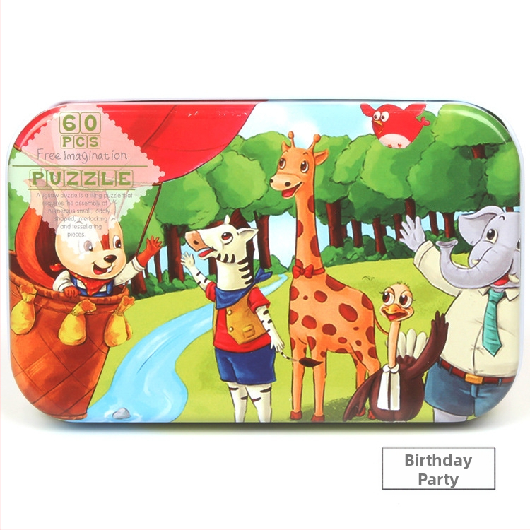 Gamintojai tiekia animacinius 60 plokščių medinių geležinių dėžučių dėliones vaikams, suaugusiems, pramogoms ikimokyklinio ugdymo mediniams dėlionių žaislams