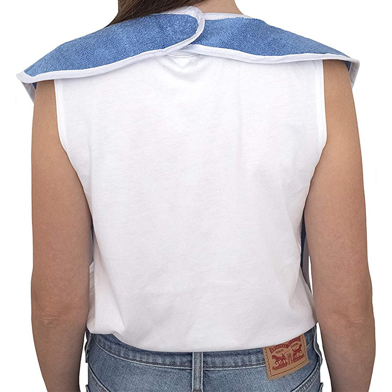 Лигавник за възрастни, син, платнена кърпа за възрастни, мека и удобна кърпа за възрастни, изтриваема