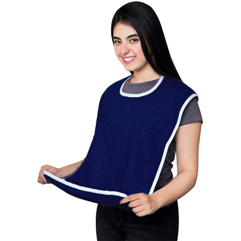 Лигавник за възрастни, син, платнена кърпа за възрастни, мека и удобна кърпа за възрастни, изтриваема