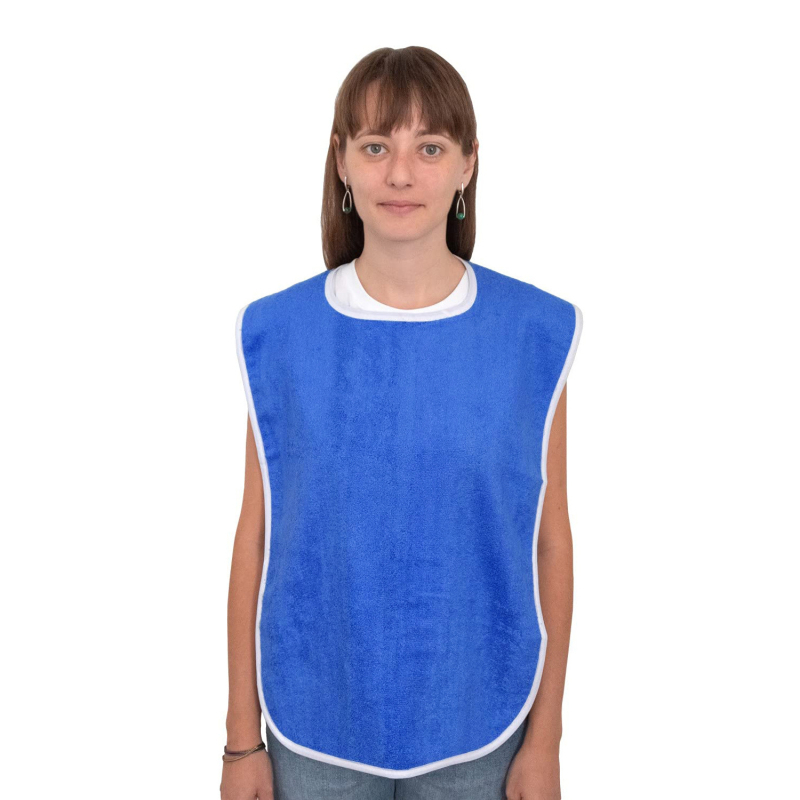 Лигавник за възрастни, син, платнена кърпа за възрастни, мека и удобна кърпа за възрастни, изтриваема