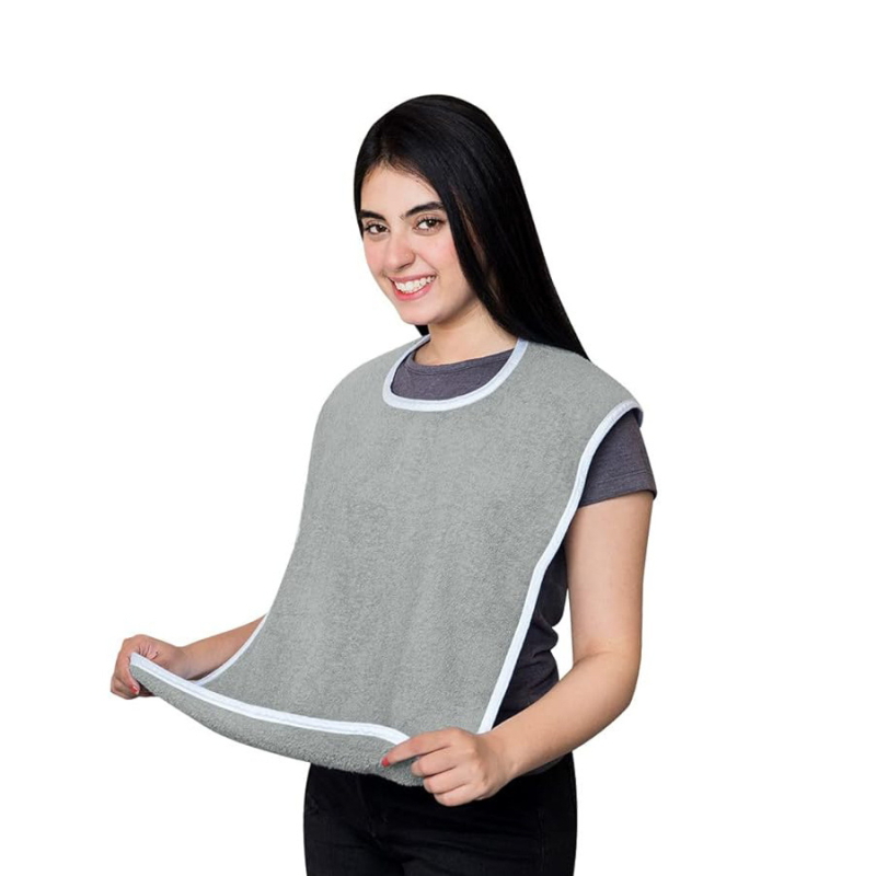 Лигавник за възрастни, син, платнена кърпа за възрастни, мека и удобна кърпа за възрастни, изтриваема