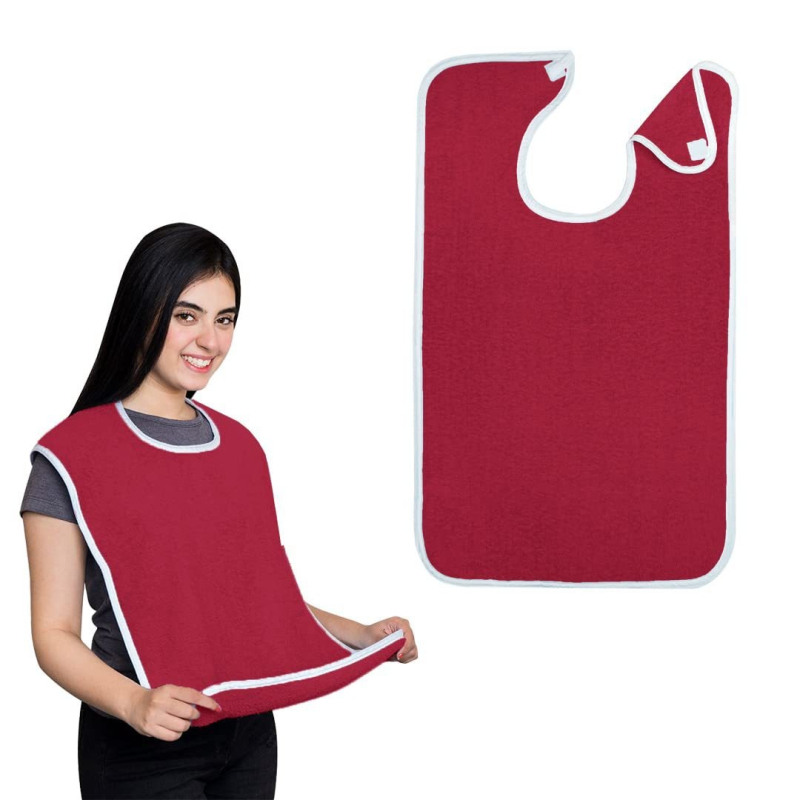 Лигавник за възрастни, син, платнена кърпа за възрастни, мека и удобна кърпа за възрастни, изтриваема