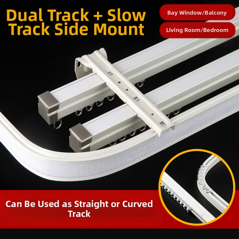 Bėginio užuolaidų strypas Sulankstomas balkono užuolaidų bėgelis Viršutinė pertvaros užuolaida Šoninė U formos įlankos lango viengubo ir dvigubo bėgelio užuolaidų dėžė