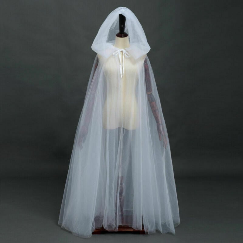 Halloween cosplay Ghost Play Pelerină cu glugă Vrăjitoarea Morții Plasă lungă Pelerină Rochie de petrecere a balului