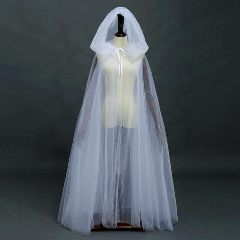 Helovino kostiumas „Ghost Play“ su gobtuvu, mirties raganos tinklelio ilga kepure, išleistuvių vakarėlio suknelė