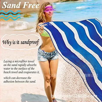 Karštas tarpvalstybinis mikropluošto rankšluostis, lengvas, be smėlio, su dryžuota serija, atspausdintas dvipusis aksominis paplūdimio rankšluostis, sugeriantis, greitai džiūstantis.