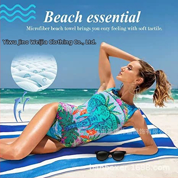 Karštas tarpvalstybinis mikropluošto rankšluostis, lengvas, be smėlio, su dryžuota serija, atspausdintas dvipusis aksominis paplūdimio rankšluostis, sugeriantis, greitai džiūstantis.