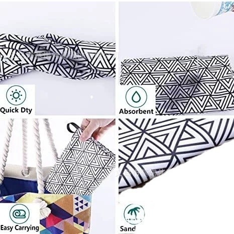 Karštas tarpvalstybinis mikropluošto rankšluostis, lengvas, be smėlio, su dryžuota serija, atspausdintas dvipusis aksominis paplūdimio rankšluostis, sugeriantis, greitai džiūstantis.