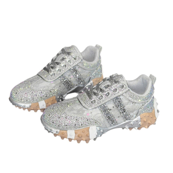 Pantofi sport cu talpă groasă, respirabili, cu talpă plată, sport, cu stras, pentru femei, 2025, stil european, pantofi sport, vară, pantofi sport