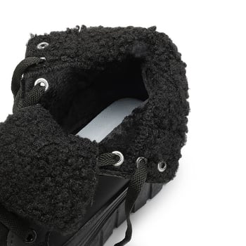 Pantofi sport pentru femei, mărime plus, negri, cu talpă groasă, cu butuc scurt, Martins, cizme din bumbac cald, pantofi sport casual