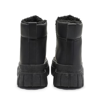 Pantofi sport pentru femei, mărime plus, negri, cu talpă groasă, cu butuc scurt, Martins, cizme din bumbac cald, pantofi sport casual